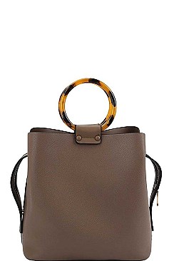 BANGLE HANDLE TOTE BAG WITH LONG STRAP