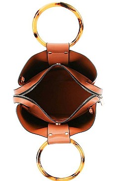BANGLE HANDLE TOTE BAG WITH LONG STRAP