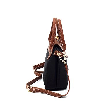 Nylon Flap Satchel Crossbody Bag
