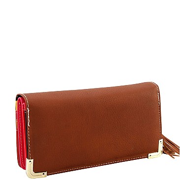 Fashionable Multi-colored Interior Tassel Accent 3-Compartment Wallet MH-HSC039L