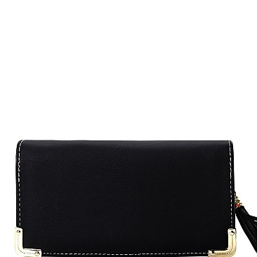 Fashionable Multi-colored Interior Tassel Accent 3-Compartment Wallet MH-HSC039L