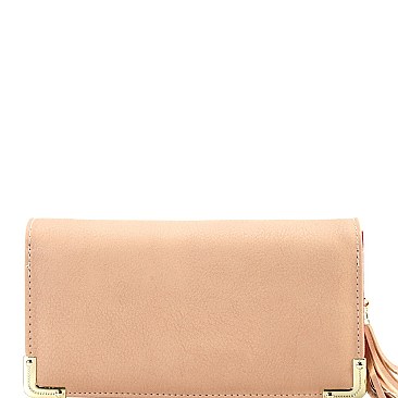 Fashionable Multi-colored Interior Tassel Accent 3-Compartment Wallet MH-HSC039L