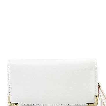 Fashionable Multi-colored Interior Tassel Accent 3-Compartment Wallet MH-HSC039L