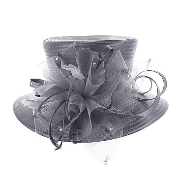 SATIN LADY HAT With Mesh Decor
