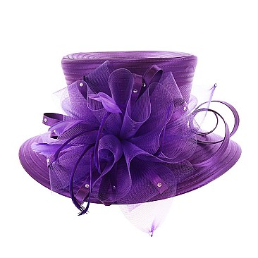 SATIN LADY HAT With Mesh Decor