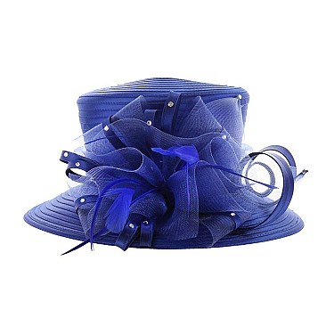 SATIN LADY HAT With Mesh Decor