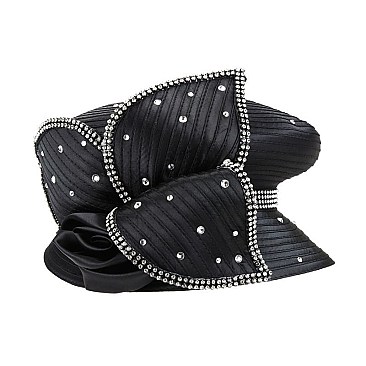 LARGE FLORAL PETAL WITH STONE BRAID HAT