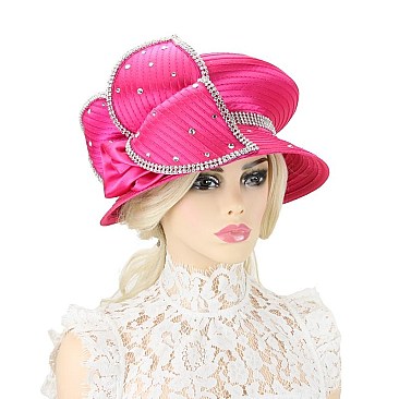 LARGE FLORAL PETAL WITH STONE BRAID HAT