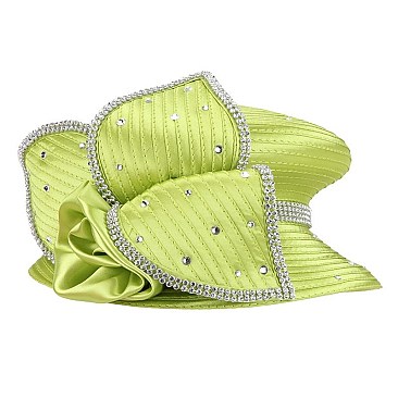 LARGE FLORAL PETAL WITH STONE BRAID HAT