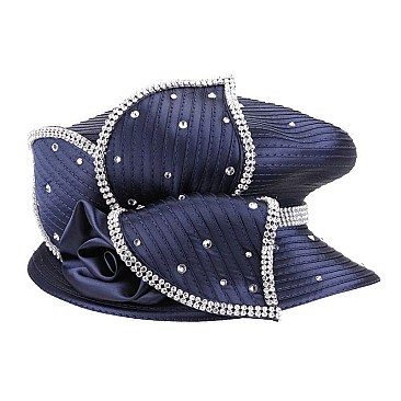 LARGE FLORAL PETAL WITH STONE BRAID HAT
