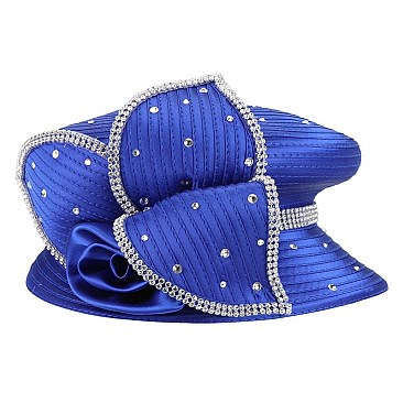 LARGE FLORAL PETAL WITH STONE BRAID HAT