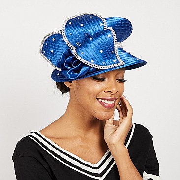 LARGE FLORAL PETAL WITH STONE BRAID HAT