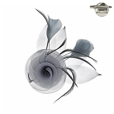 Classy Fascinator With Floral Center Popular Dressy