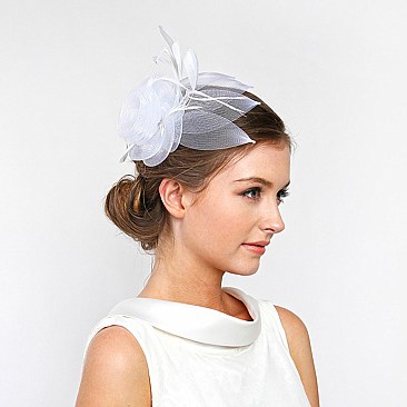 Classy Fascinator With Floral Center Popular Dressy