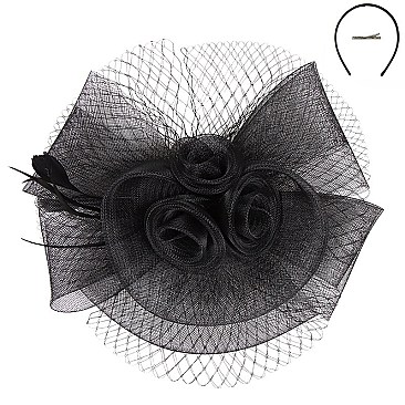 Fashionable Church Fascinator With Floral Center