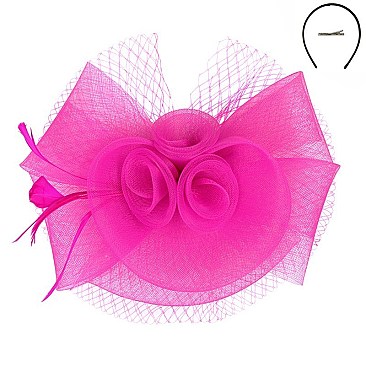 Fashionable Church Fascinator With Floral Center