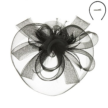 Fashionable Headband/pin with Mesh W/loopy Flower