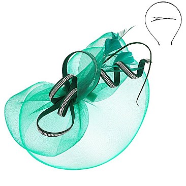Classy Fascinator with Loop Rhinestones and Mesh