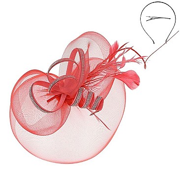 Classy Fascinator with Loop Rhinestones and Mesh