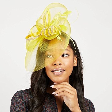 Classy Fascinator with Loop Rhinestones and Mesh