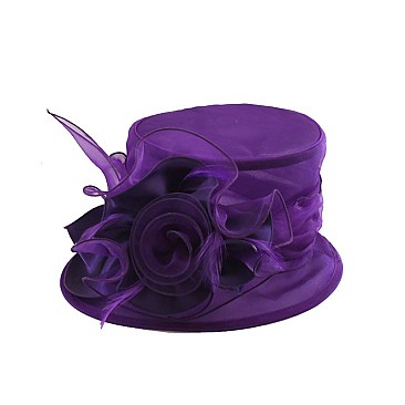Elegant Sm Brim Ruffle Flower Organza Hat