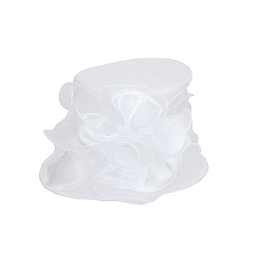 Elegant Sm Brim Ruffle Flower Organza Hat