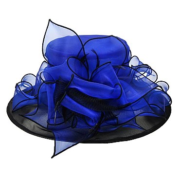 Elegant Organza with Flower Center Med Brim Hat SLHTO2187