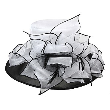Elegant Organza with Flower Center Med Brim Hat SLHTO2187