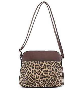 FASHION SMOOTH TASSEL LEOPARD DESIGN CROSSBODY BAG