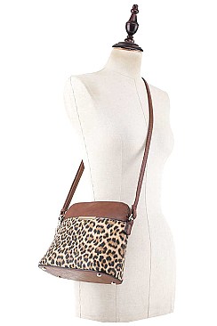 FASHION SMOOTH TASSEL LEOPARD DESIGN CROSSBODY BAG