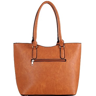 3 IN 1 BOHO DETAIL TOTE SET WITH DOME CROSS BODY
