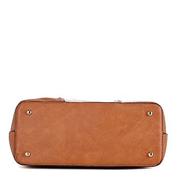 3 IN 1 BOHO DETAIL TOTE SET WITH DOME CROSS BODY