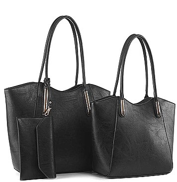 3 IN 1 FASHION CURVED TOTE BAG SET