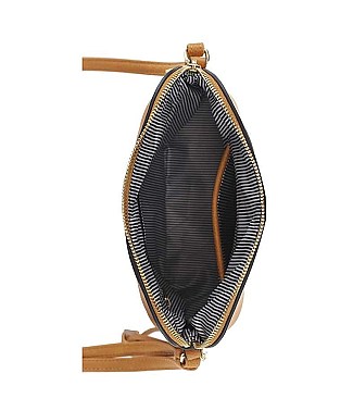 TASSEL ACCENT PLAIN TEXTURE CROSSBODY BAG