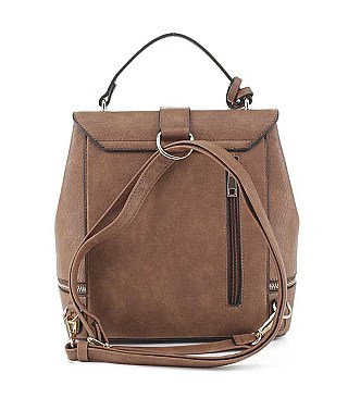 2 IN 1FRONT ZIP BUCKLE DESIGN BACKPACK CLUTCH SET