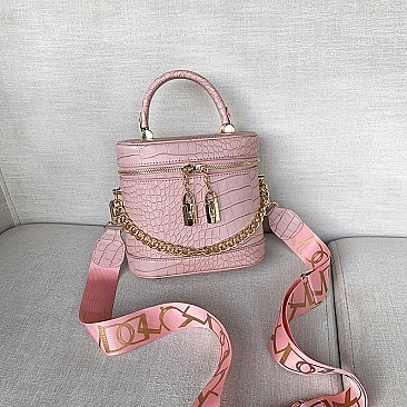 CROCODILE PRINT SATCHEL BUCKET