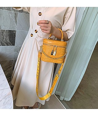 CROCODILE PRINT SATCHEL BUCKET
