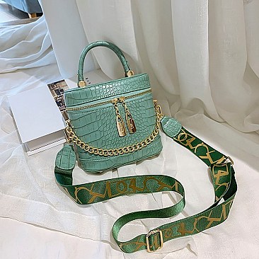CROCODILE PRINT SATCHEL BUCKET
