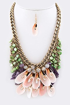 OCEAN MOTIF Statement Necklace Set