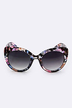 Pack of 12 Pieces Floral Pattern Cat Eye Sunglasses