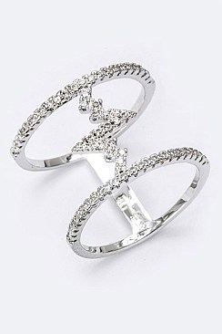 Cubic Zirconia Heartbeat T-Bar Ring