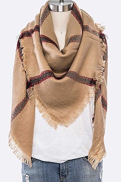 PACK OF 12 PCS ASSORTED COLOR PLAID PATTERN BLANKET SCARVES