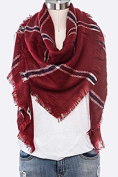 PACK OF 12 PCS ASSORTED COLOR PLAID PATTERN BLANKET SCARVES