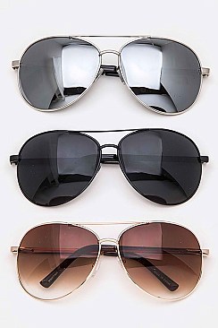 Pack of 12Pcs Assorted Color Mix Tone Aviator Sunglasses
