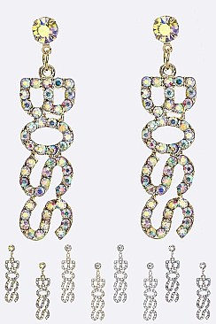 Pack of 12 BOSS Crystal Drop Earrings