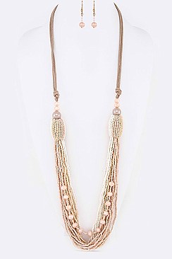 Mix Seed Beads Long Necklace Set