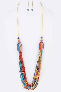 Mix Seed Beads Long Necklace Set