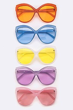 Pack of 12 Pieces Color Tint Oversize Butterfly Sunglasses