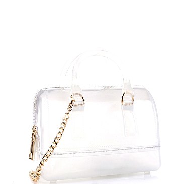 2-Way Translucent Jelly Small Boston Satchel Shoulder Bag