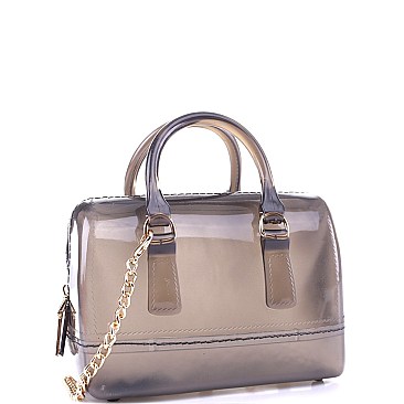 2-Way Translucent Jelly Small Boston Satchel Shoulder Bag